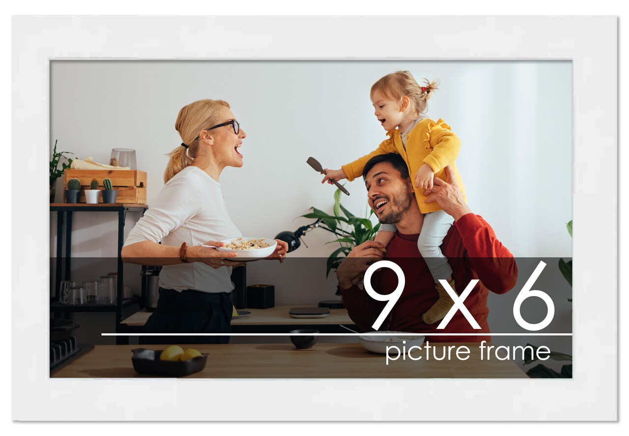 9x6 Solid Wood Picture Frame with UV-Resistant Acrylic & Acid-Free Backing, Available in 6 Finishes: Matte Black, Matte White, Metallic Bronze, Silver, Natural Wood Grain & Mahogany